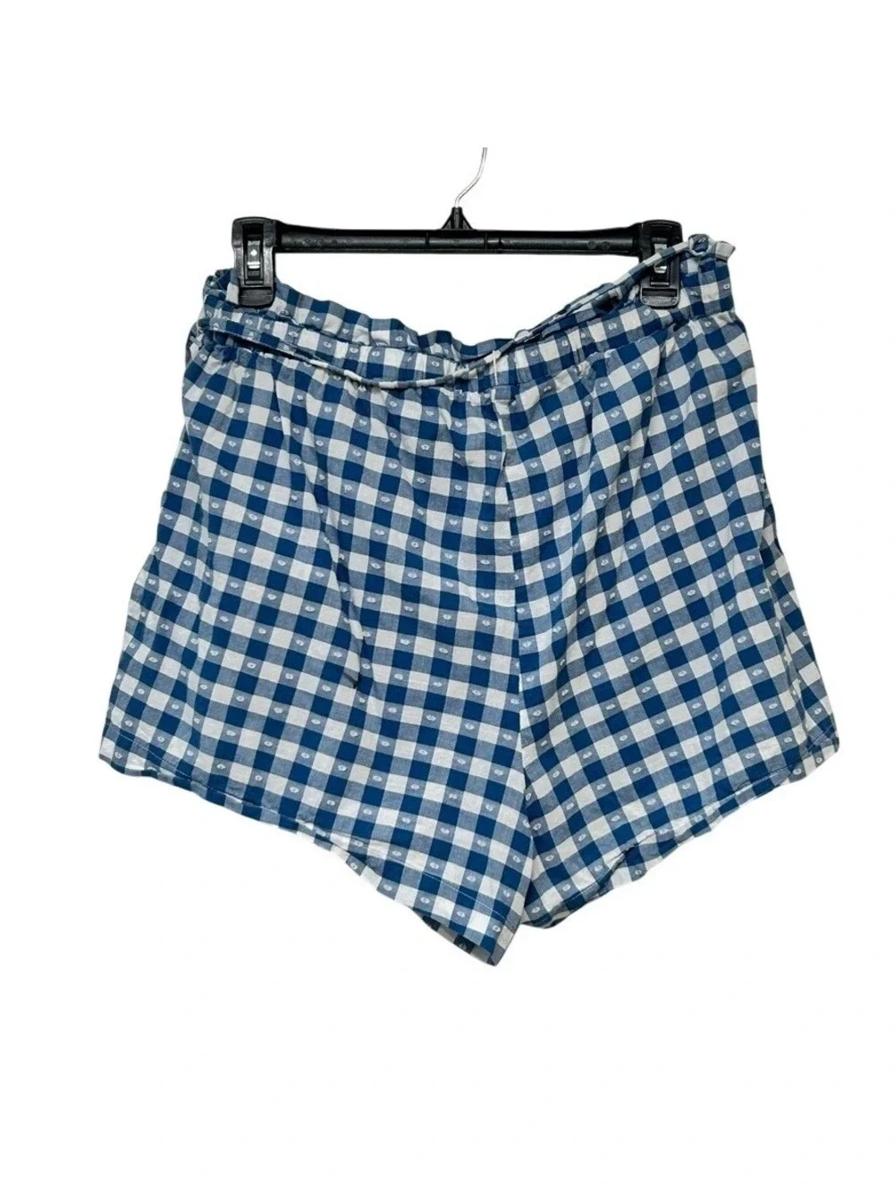 Lauren Conrad Women's Blue Gingham Swiss Dot Paperbag Waist Comfy Shorts Size L